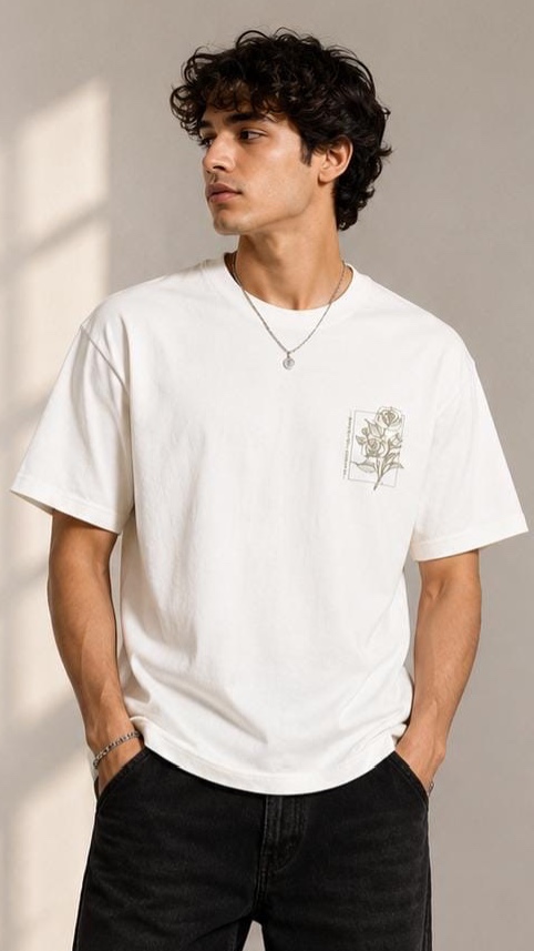 Unisex Revival Bloom Graphic Oversized T-Shirt – Off White