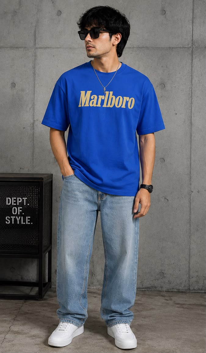 Blue Marlboro Oversized T-Shirt