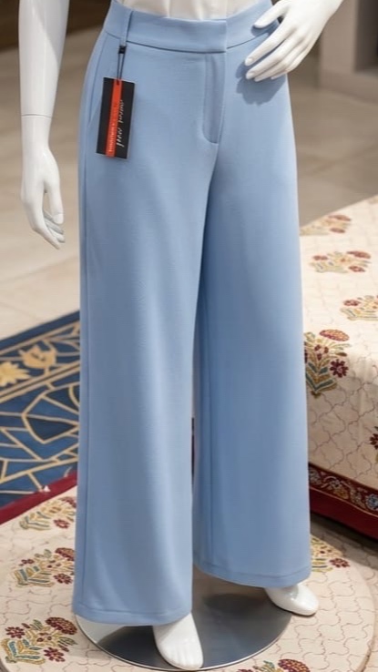 Women’s Sky Blue High-Waist Formal Wide Leg Trousers
