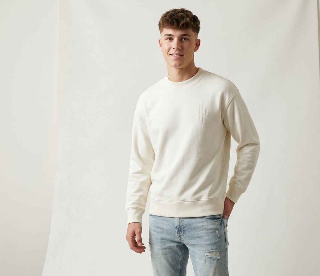 Minimalist Off-White / Cream Crewneck Sweatshirt